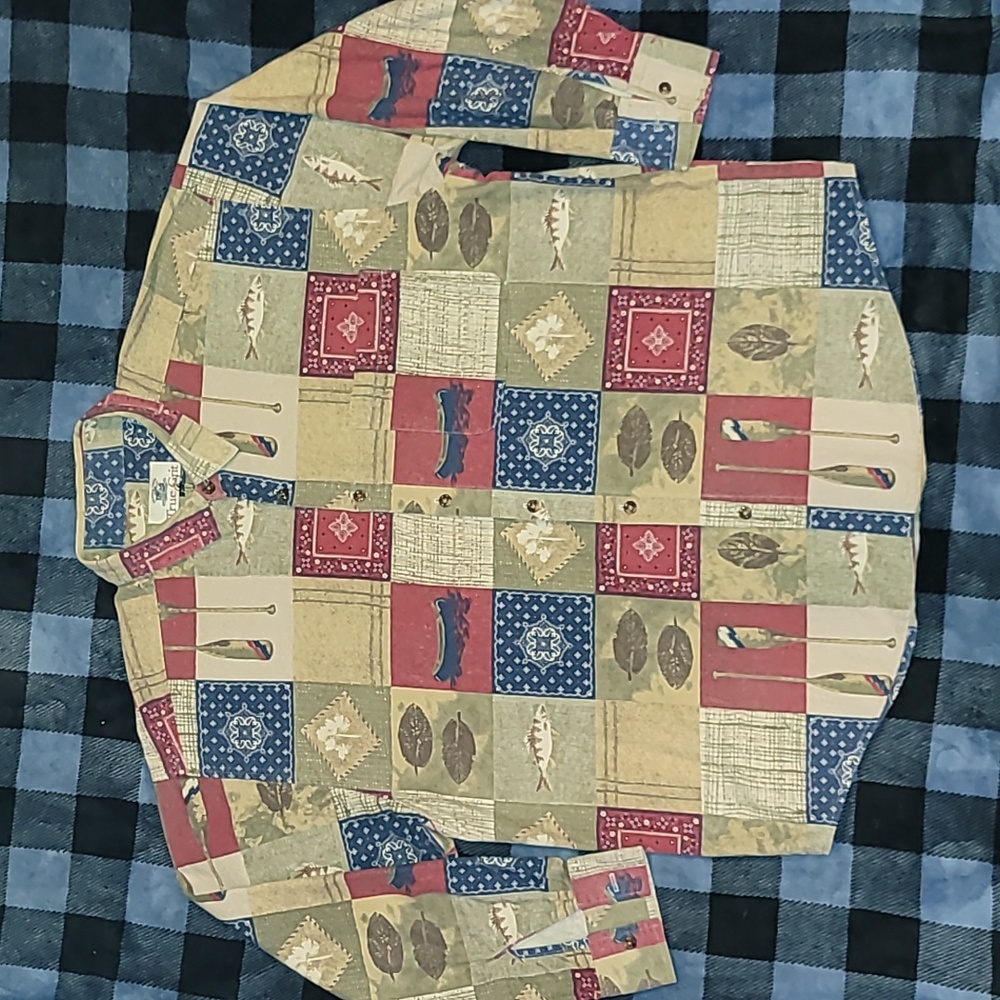 Vintage. Made in USA. True Grit. Bandana Flannel. Size Large
